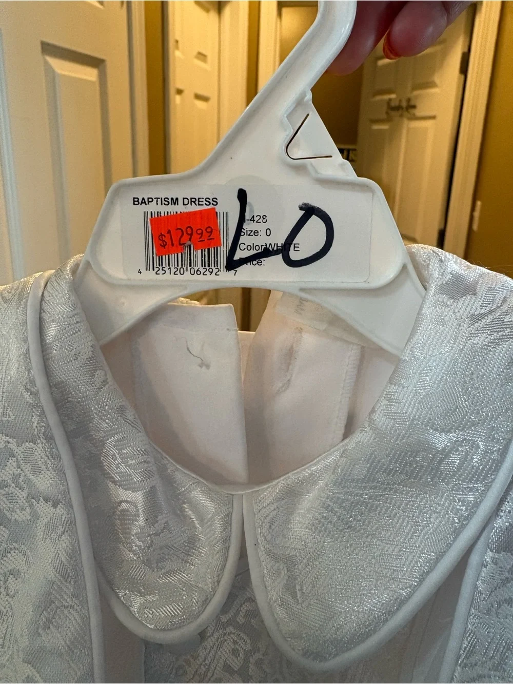 White Satin Infant Boys' Christening Outfit with Decorative Collar